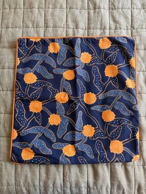 IKEA Navy Blue and Orange Floral “Aromatisk” Accent Pillow Cover